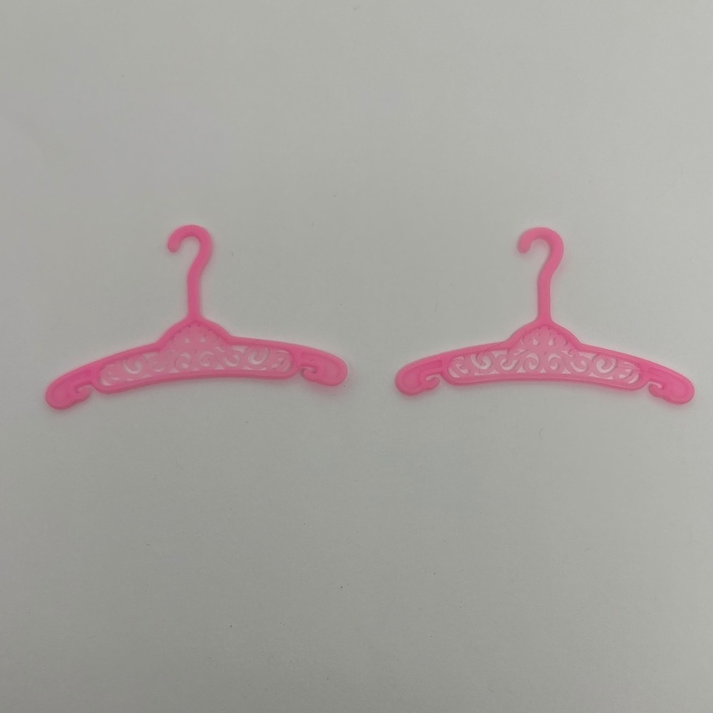 Vintage Barbie Pink‎ Doll Clothes Hangers Lot of 2 Miniature Toy Hangers - Picture 2 of 6